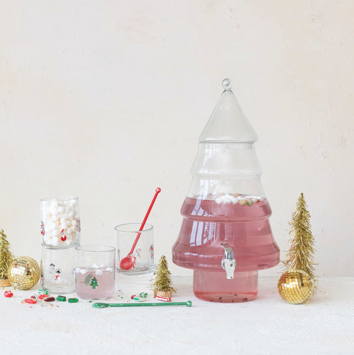 Drinking Glass w/ Embedded Holiday Icon