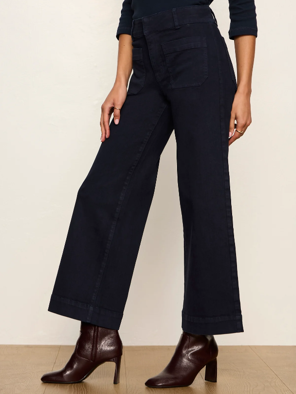 Chelsea Wide Leg Crop Jeans, Navy Blazer