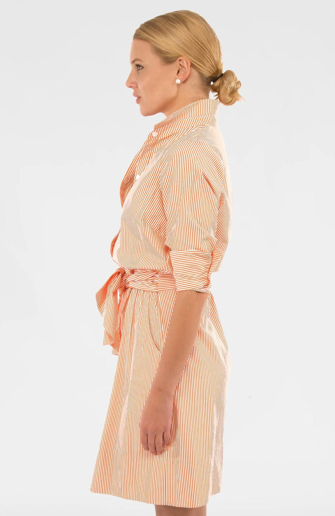 Wash & Wear Breezy Blouson Dress, Coral Stripe