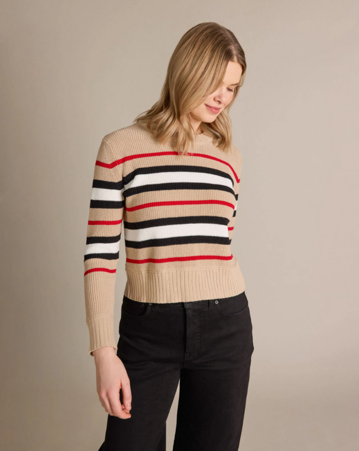 Cotton Cashmere Canterbury Stripe Crew, Palomino