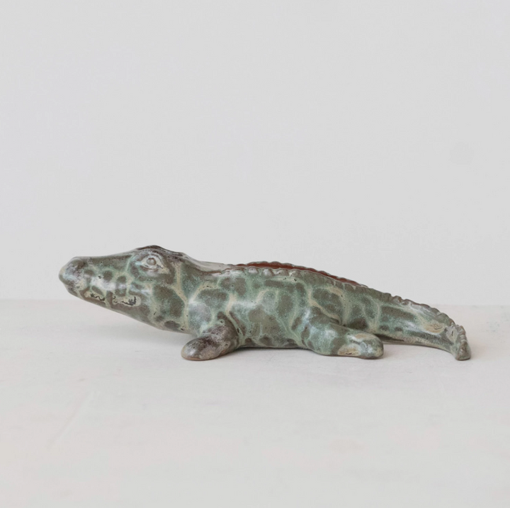 Stoneware Alligator Match Holder w/ Striker