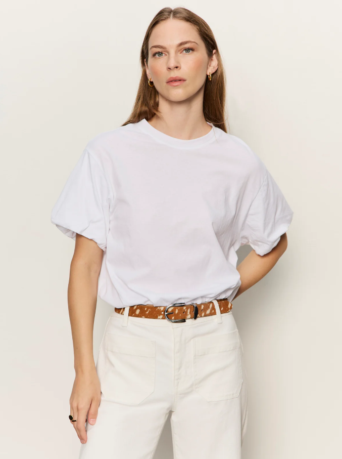 Pleat Bubble Tee, White