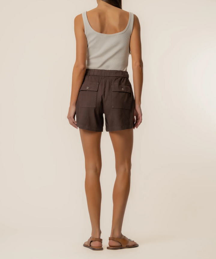 Kut From the Kloth Katana Linen Drawstring Shorts, Chocolate