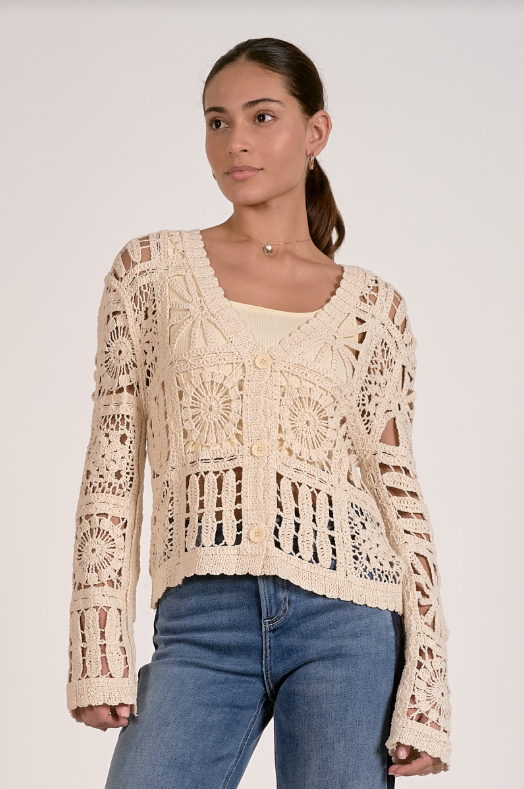 Crochet Cardigan, Natural - 13 Hub Lane   |  