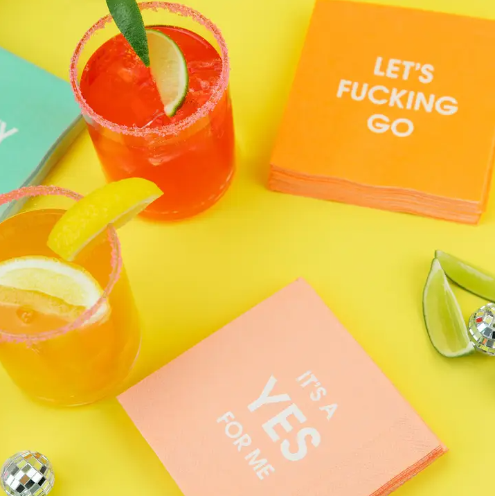 It's A Yes For Me - Cocktail Napkins - 13 Hub Lane   |  Funny Cocktail Napkins