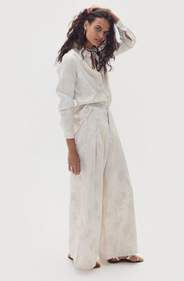 Culotte Brocade Pants, Ivory Garden - 13 Hub Lane   |  Trousers