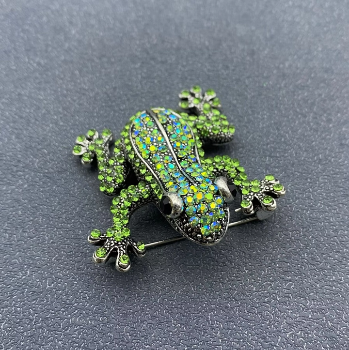 Rhinestone Frog Brooch - 13 Hub Lane   |  Brooches