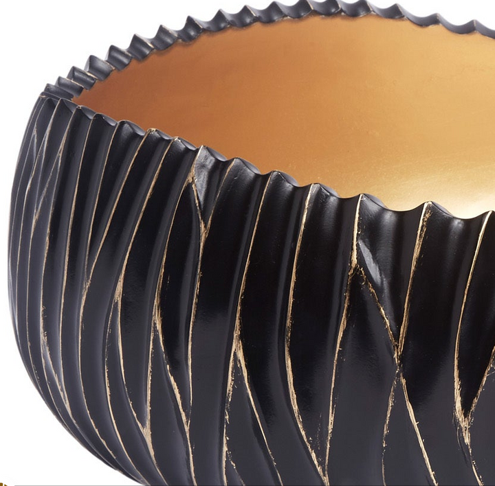 Dana Black Decorative Bowl w/ Gold Accents