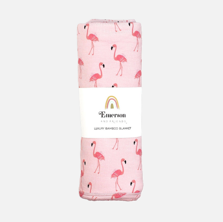 Fancy Flamingos Luxury Bamboo Blanket