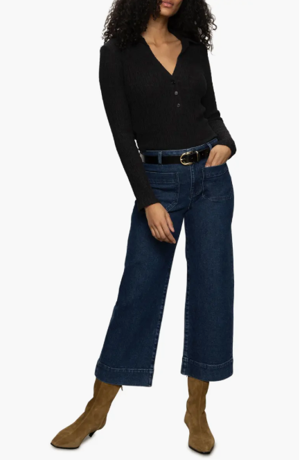 Long Sleeve Textured Top, Black - 13 Hub Lane   |  Button-Ups