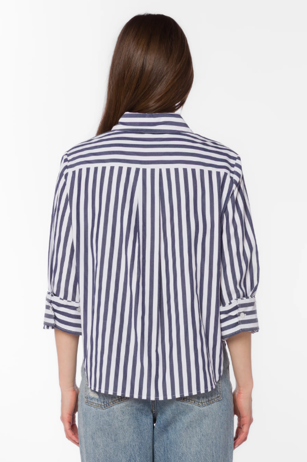 Valencia Striped Shirt, Indigo Blue - 13 Hub Lane   |  