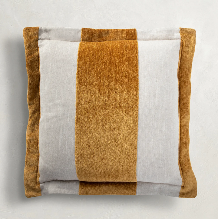 Wide Stripe Chenille Pillow, Mustard