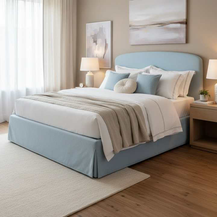 Joan Queen Storage Bed, Light Blue