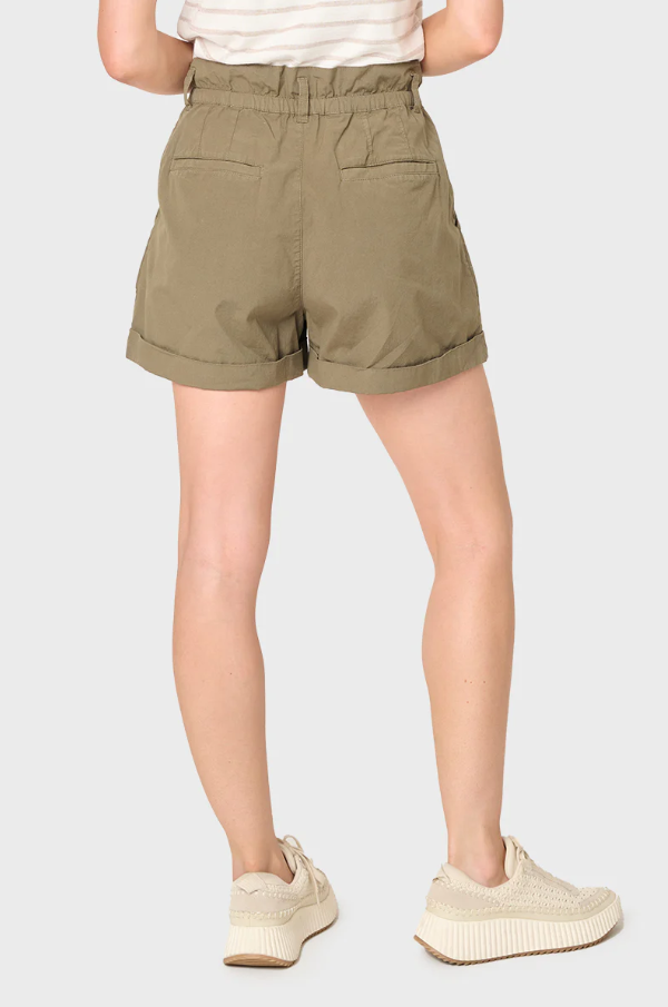 Elastic Waist Cuffed Short, Olive