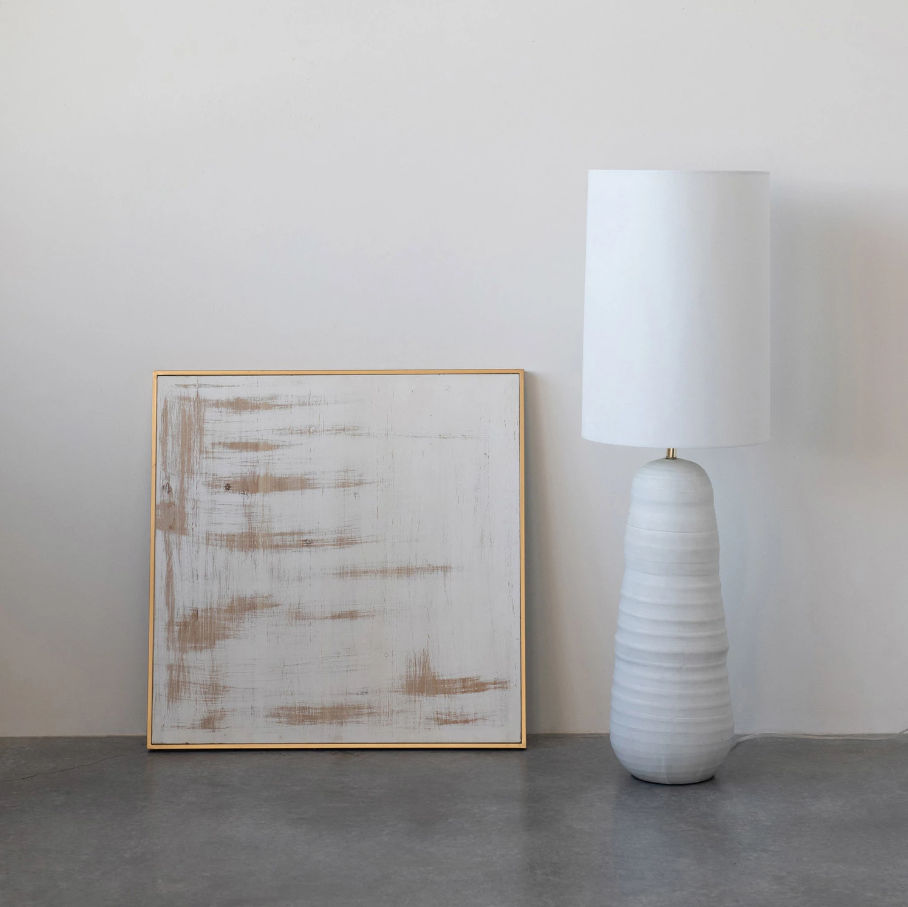 Matte White Stoneware Floor/Table Lamp - Thumbnail 2