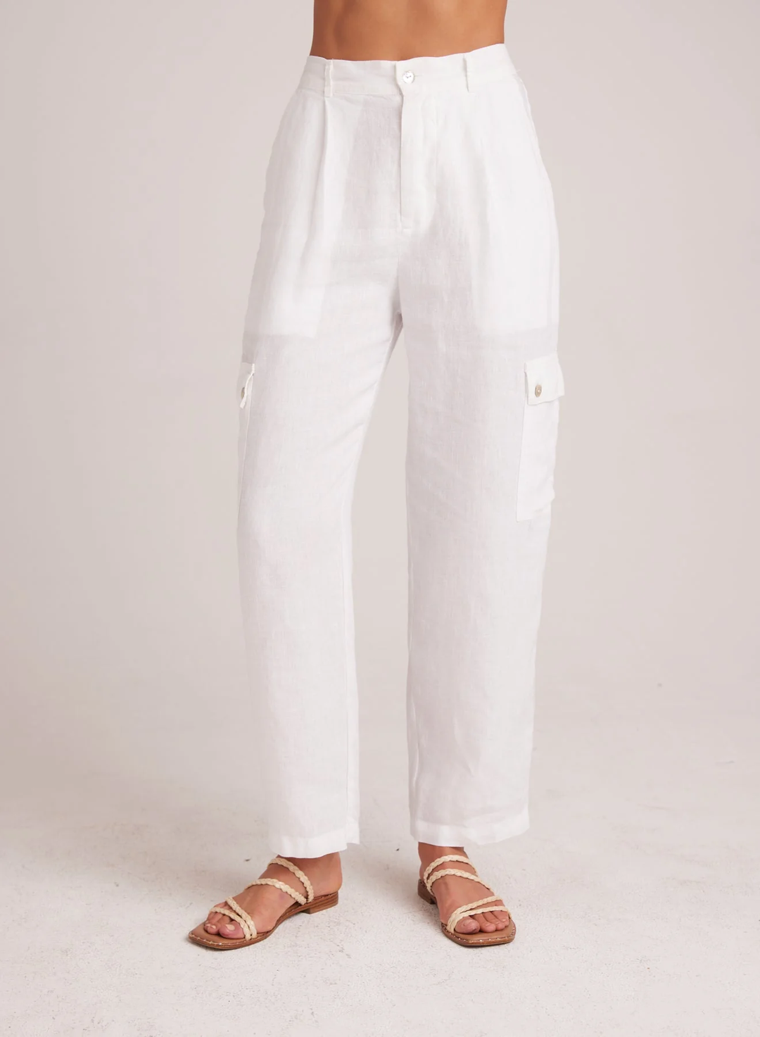 Bella Dahl Pleated Linen Cargo Trousers White - 13 Hub Lane   |  