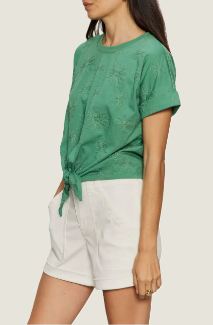 All Day Tie Tee, Green Juice Embroidered