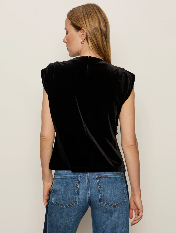 Pleated Sleeveless Top, Black