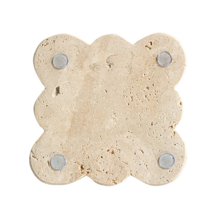 Travertine Coasters w/ Scalloped Edge, S/4