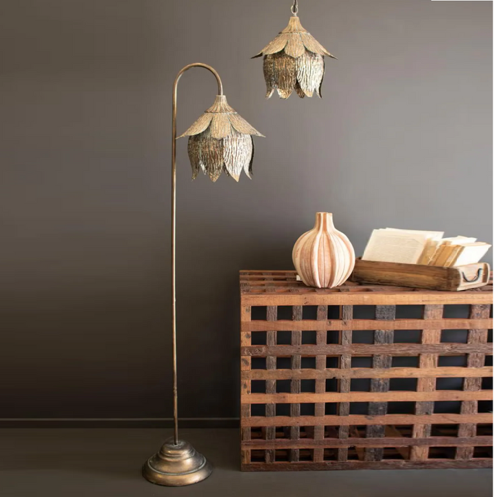 Antique Brass Tulip Floor Lamp