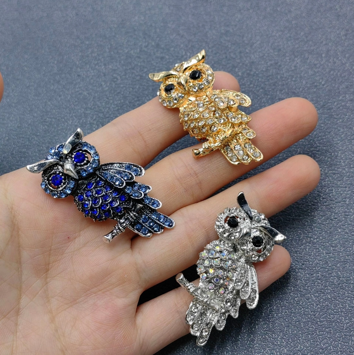 Rhinestone Owl Brooch - 13 Hub Lane   |  Brooches