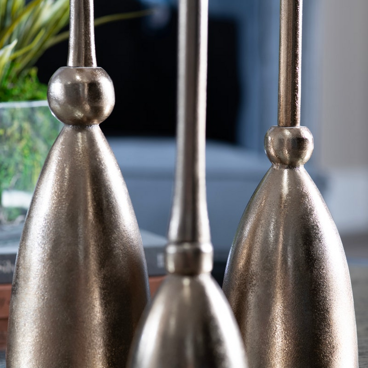 Triton Pillar Candle Holder, Silver