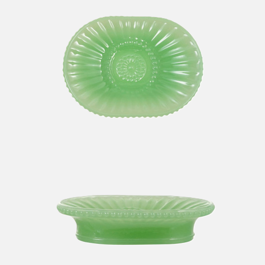 Embossed Milk Glass Footed Soap Dish