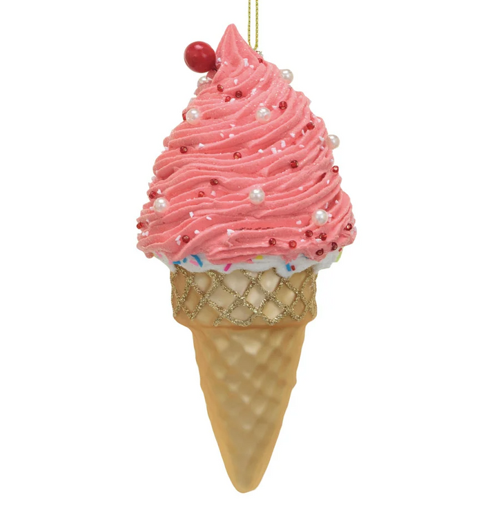 Ice Cream Cone Glass Ornament