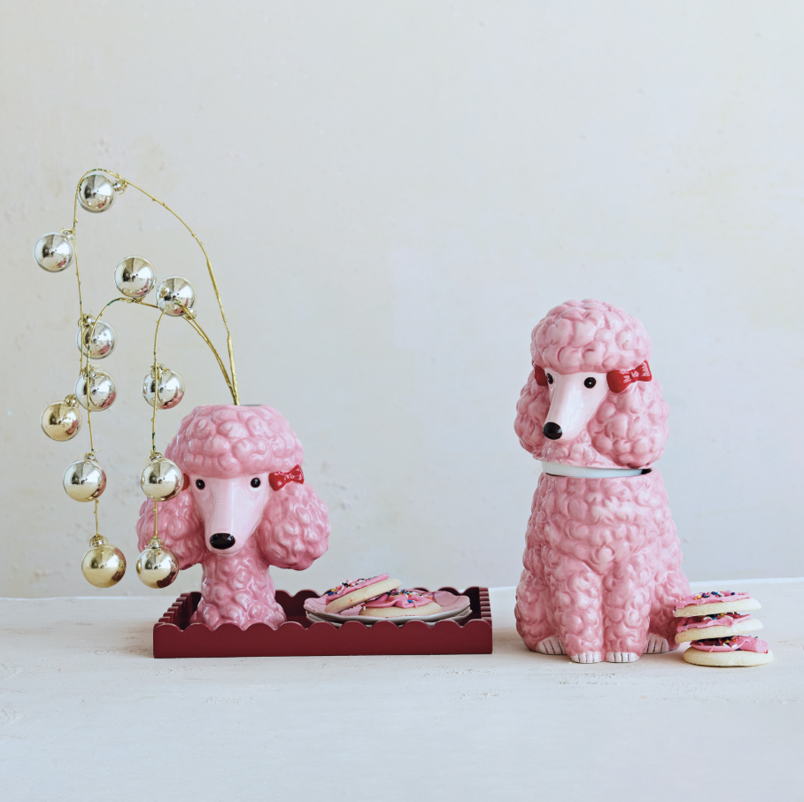 Dolomite Poodle Head Vase w/ Bows