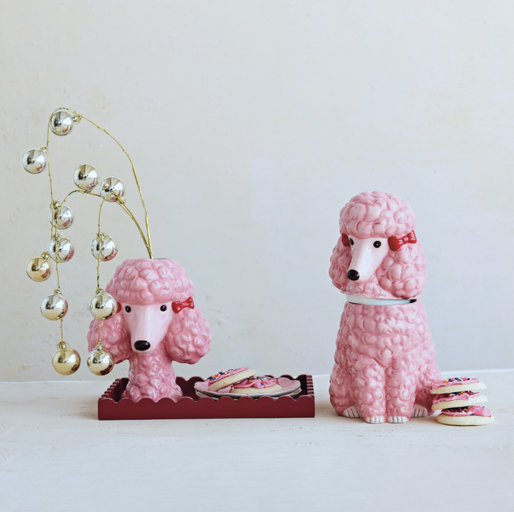 Dolomite Poodle Head Vase w/ Bows