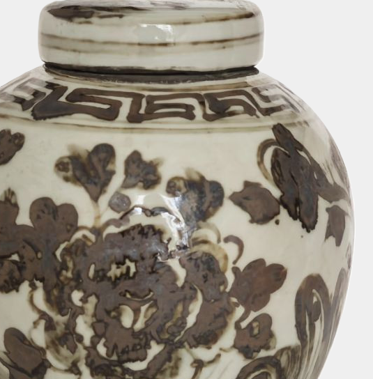 Brown & White Mini Jar Blooming Rose - 13 Hub Lane   |  