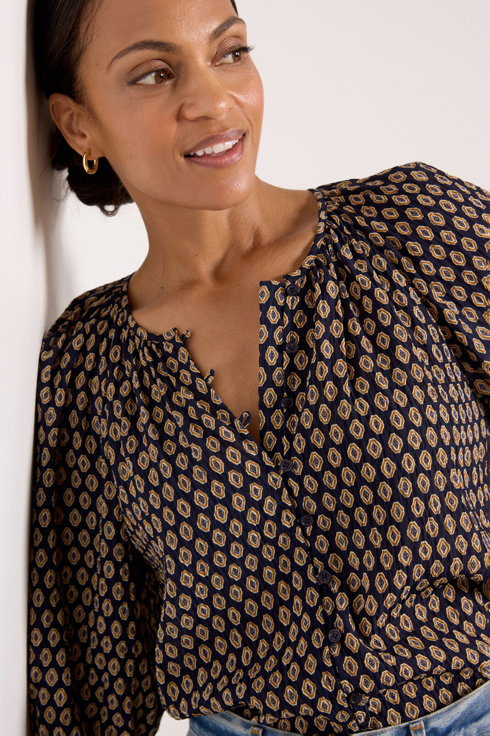 Blouson Soft Blouse Windchime - 13 Hub Lane   |  Split Neck Tops