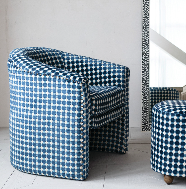 Dotted Burnout Velvet Chair w/ Nailheads