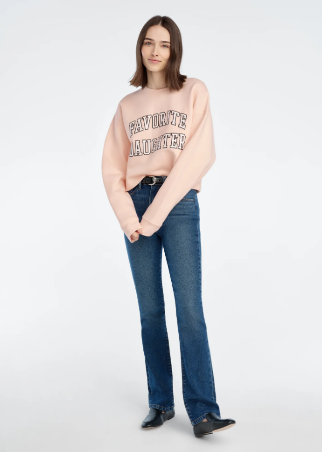 Favorite Daughter Cropped Collegiate Hoodie, Pale Pink & White - 13 Hub Lane   |  Cropped Sweatshirts