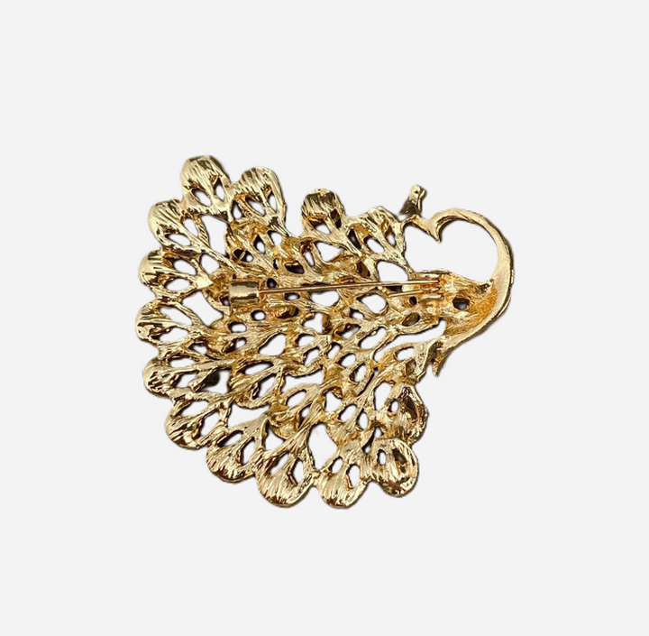 Colored Rhinestones Peacock Brooch