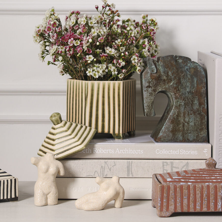 Banda Decorative Box, Green - 13 Hub Lane   |  Ceramic Boxes