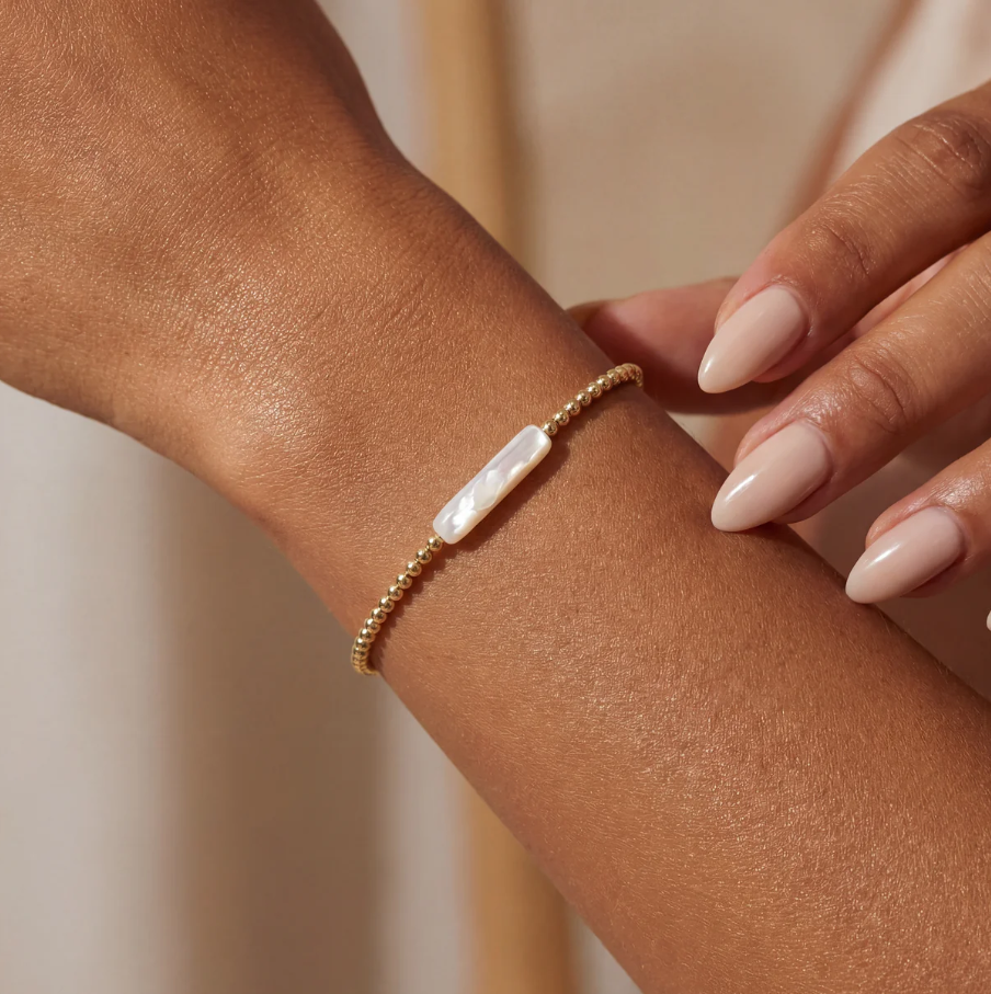 bara boheme chrishell gold filled beaded bracelet w/ pearl - 13 Hub Lane   |  