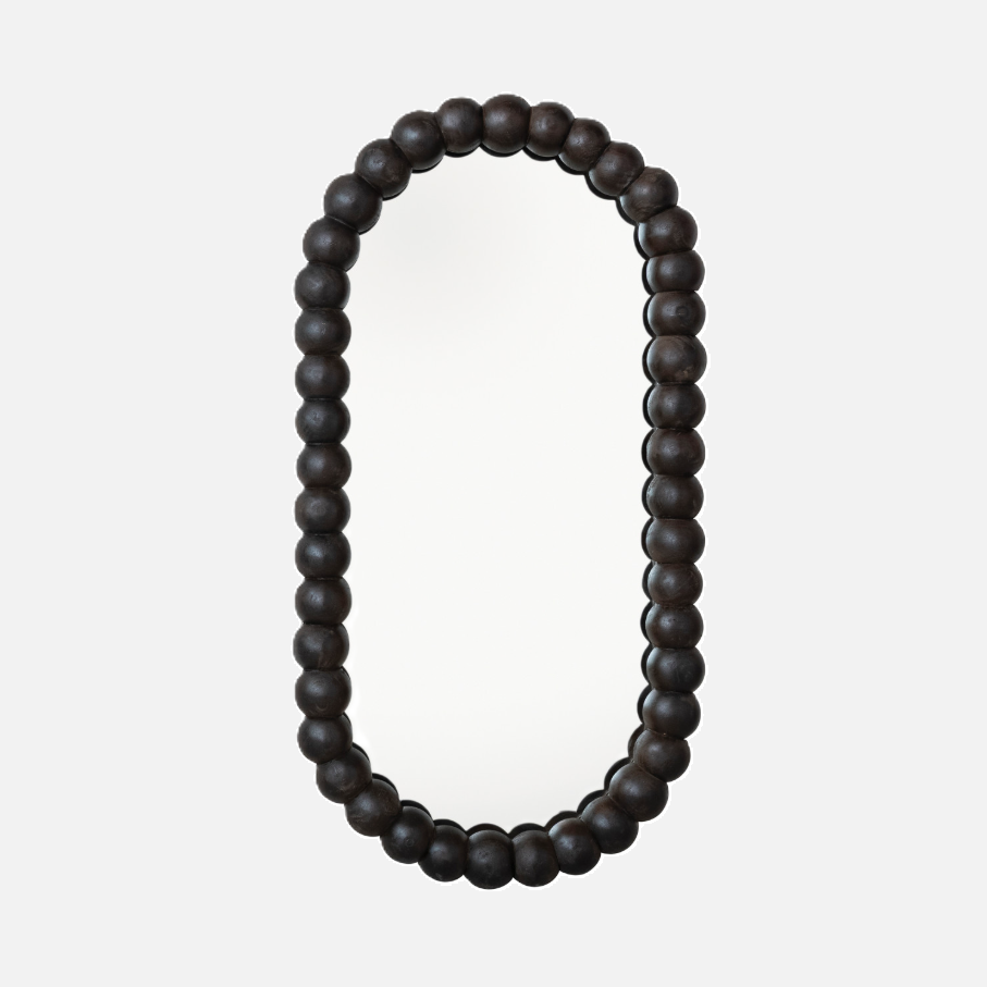 Reclaimed Wood Ball Framed Wall Mirror, Espresso - 13 Hub Lane   |  