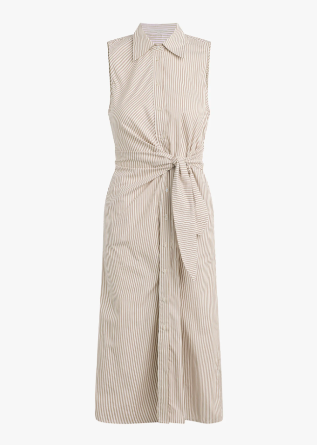 The Good Behavior Dress, Soft Taupe Stripe