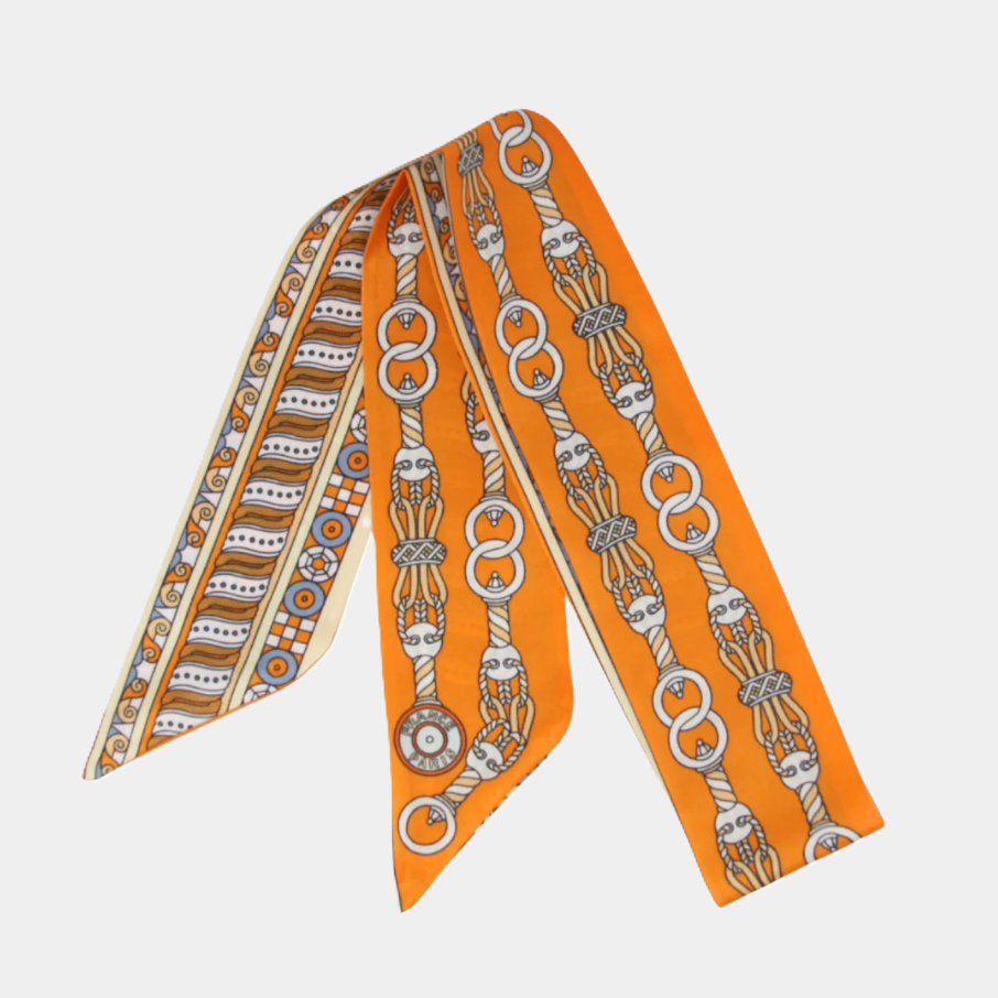 Spiralling Equestrian Skinny Silk Scarf - 13 Hub Lane   |  