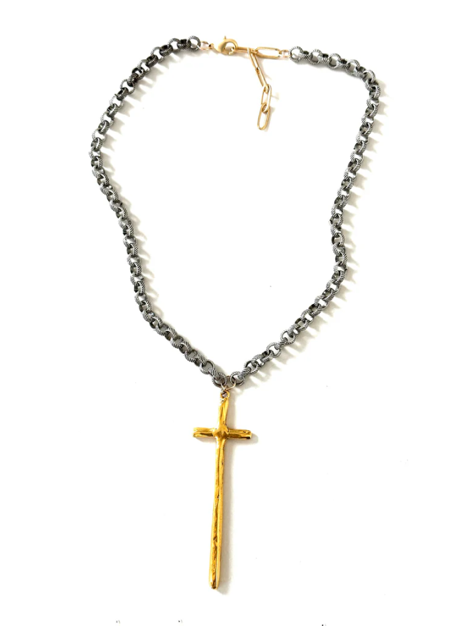 CV Designs Long Cross Drop Necklace