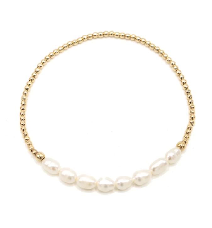 Petite Row Rice Pearl Beaded Bracelet - 13 Hub Lane   |  Beaded Bracelets