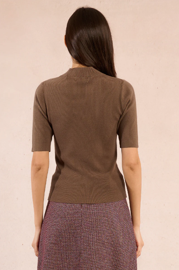 3/4 Sleeve Knit Sweater, Khaki - 13 Hub Lane   |  Crewneck Sweaters