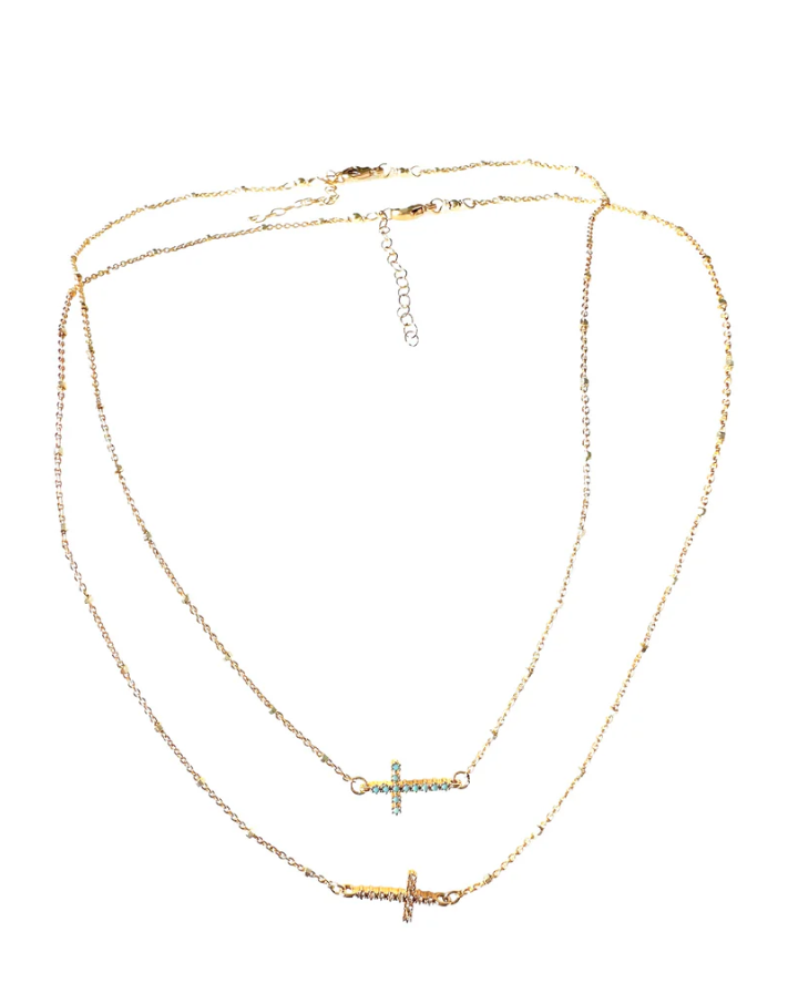 CV Designs CZ Side Cross Necklace