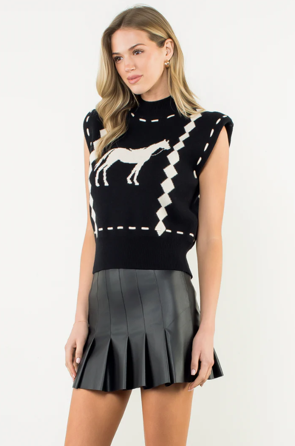 Sleeveless Horse Knit Vest - 13 Hub Lane   |  Sweater Vests