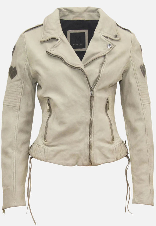 Reo Heart Moto Jacket, Off-White - 13 Hub Lane   |  Leather Jackets