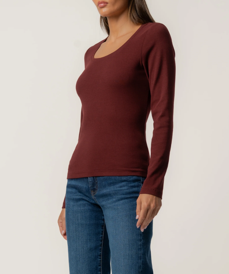 Kut From the Kloth Sarah Rib Knit Top, Merlot