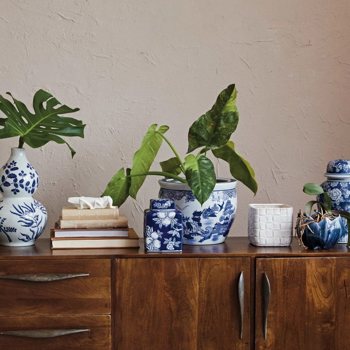 Ceramic Ginger Jar w/ Birds & Flowers