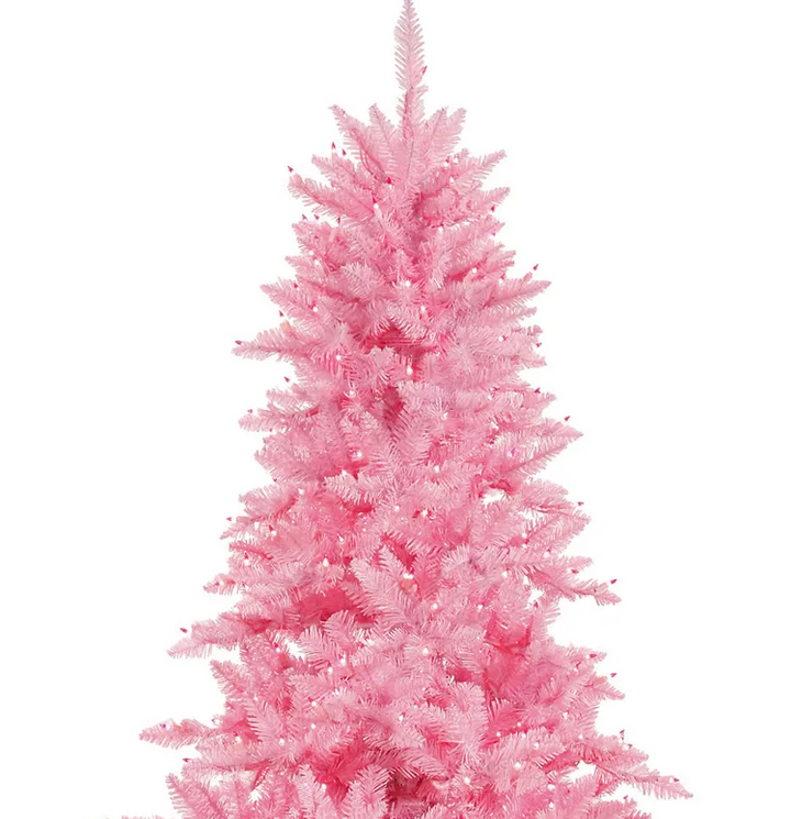 5.5' Pink Fir Artificial Christmas Tree, Pink Dura-lit LED Lights