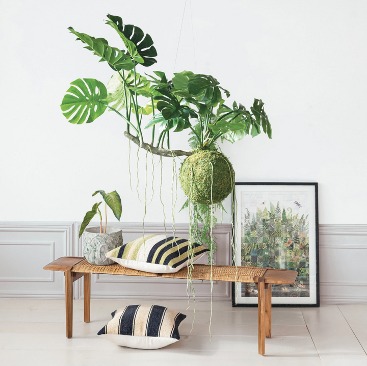 Hanging Faux Monstera Kokedama